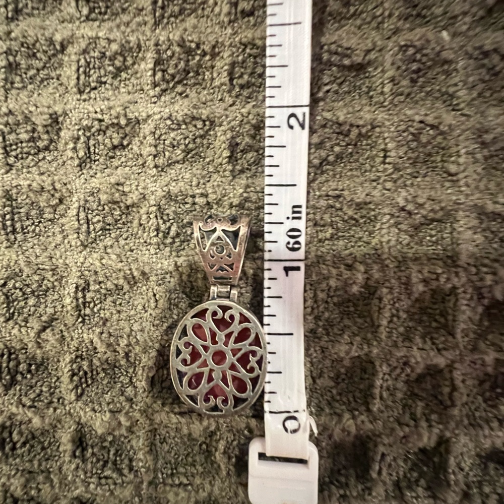 SILPADA Red Filigree Reversible Oval Pendant - Picture 3 of 4